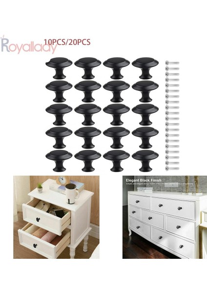 Topuz Kolu Paslanmaz Çelik 30MM Yuvarlak Topuz Kolu Dolap Banyo Siyah Vidalar Kavrama 10/20 Adet (Yurt Dışından) fiyatları