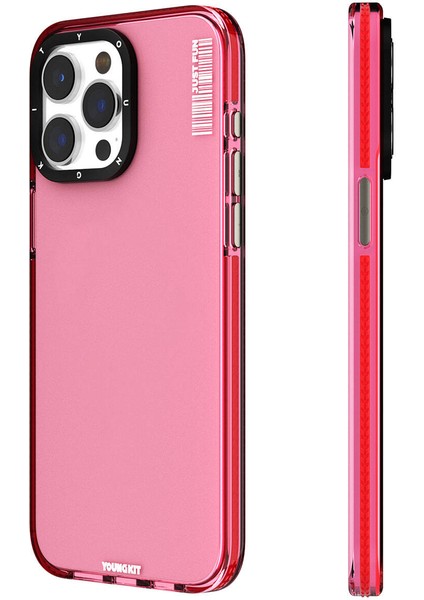 YoungKit iPhone 15 Pro Max Kılıf Pürüzsüz Düz Arka Yüzey Youngkit Crystal Color Serisi Kapak Pembe