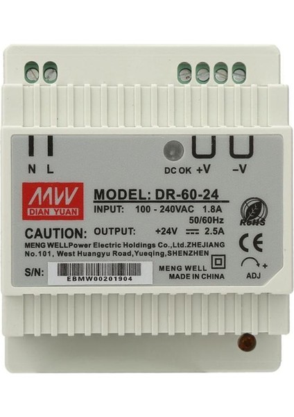 Dr-60-24 60W Tek Çıkışlı 24V Din-Ray Ac/dc Anahtarlama (Yurt Dışından) fiyatları