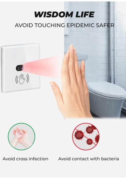Akıllı Duvar Işık Anahtarı, Kızılötesi Sensör, Cam Ekran Paneli, Birleşik Krallık Nötr Kablo, 220V, 10A, Dokunmaya Gerek Yok, Kullanımı Kolay (Yurt Dışından)