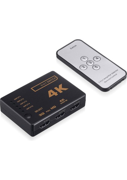 Takım 1 Takım 5 Bağlantı Noktası UHD 3D 4K 1080P HDMI Uyumlu Ayırıcı Anahtar Seçici Switcher Hub Ir Uzaktan Hdtv Hub Kızılötesi Uzaktan Hub Kızılötesi Uzaktan (Yurt Dışından)