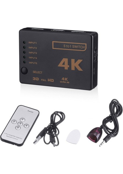 Takım 1 Takım 5 Bağlantı Noktası UHD 3D 4K 1080P HDMI Uyumlu Ayırıcı Anahtar Seçici Switcher Hub Ir Uzaktan Hdtv Hub Kızılötesi Uzaktan Hub Kızılötesi Uzaktan (Yurt Dışından)