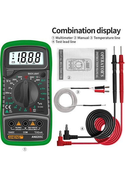 Aneng LCD Ekran Dijital Multimetre Ac/dc Gerilim Ölçer Multimetre Voltmetre Multimetre Volt Ohm Ampermetre Diyot Direnç Kapasite Ölçer (Yurt Dışından)