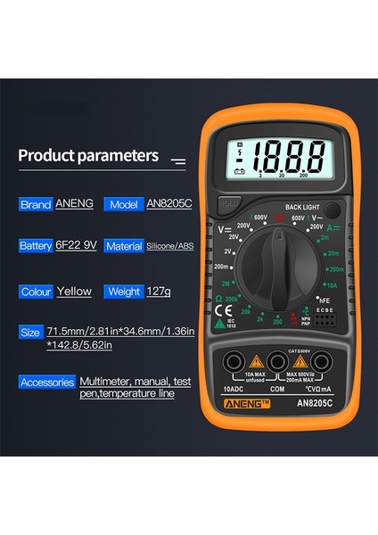 Aneng LCD Ekran Dijital Multimetre Ac/dc Gerilim Ölçer Multimetre Voltmetre Multimetre Volt Ohm Ampermetre Diyot Direnç Kapasite Ölçer (Yurt Dışından) fiyatları