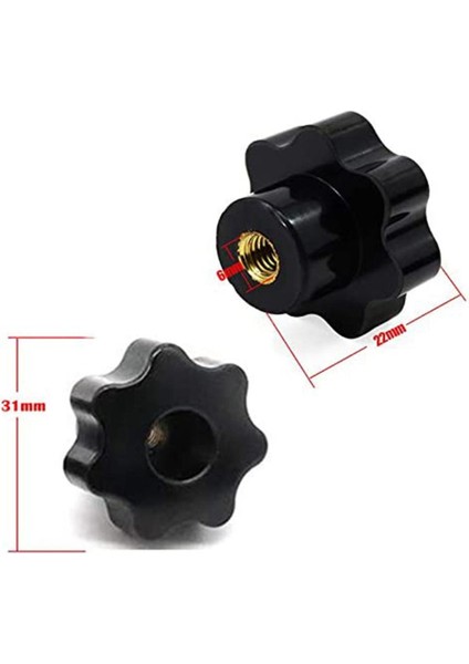 10 Adet M6 Dişi Topuz Vidaları M6 x 32MM Dişi Dişli Yıldız Kafa Sıkma Topuzu Kavrama Siyah (Yurt Dışından)