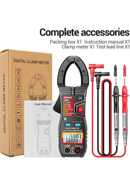 Aneng Basma Düğmesi Kelepçe Multimetre Dijital Pens Metre Gerilim Test Cihazı 6000 Sayım Araba Amp Hz Kapasite Ncv Ohm Testi (Yurt Dışından)