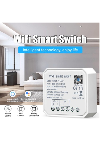 Wifi Mini Akıllı Dıy Işık Anahtar Modülü 1/2 Çete Zamanlama Tuya Akıllı Yaşam App Uzaktan Kumanda Alexa Google Home ile Çalışır (Yurt Dışından)