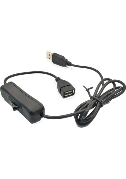 Anahtarlı USB Erkek - Dişi Uzatma Kablosu 4 Çekirdekli 28AWG Bakır Güç Kablosu - Siyah (Yurt Dışından)