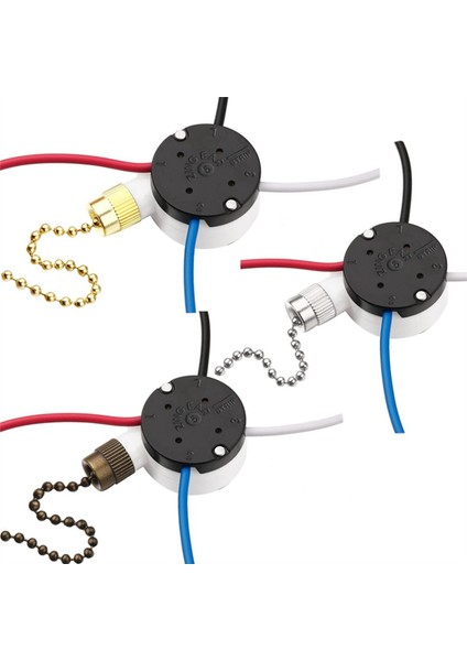 3 Adet ZE-208S E89885 3 Hız 4 Telli Çekme Zinciri Anahtarı Tavan Vantilatörü Anahtarı Yedek Parça, A (Yurt Dışından)