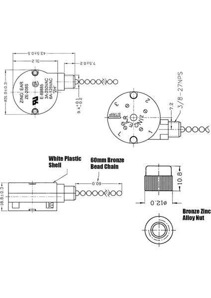 3 Adet ZE-208S E89885 3 Hız 4 Telli Çekme Zinciri Anahtarı Tavan Vantilatörü Anahtarı Yedek Parça, A (Yurt Dışından) fırsatları