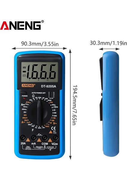 Aneng Otomatik Aralığı Multimetre Dijital Profesyonel Multimetre Ac/dc Transistör Test Cihazı Ncv Test Ölçer Analog (Yurt Dışından)