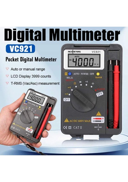 Otomatik Değişen Dijital Multimetre VC921 Mini LCD Ekran Multitester El Cep Votage Kapasite Direnci Frekans Test Cihazı Ampermetre Voltmetre Ohmmetre (Yurt Dışından)