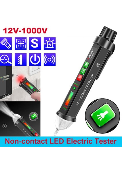 Aneng Temassız Ac Gerilim Test Cihazı Gerilim Test Cihazı Kalem Ayarlanabilir Hassasiyet ile LCD Ekran LED El Feneri Buzzer Alarm Çift Aralık 12V-1000V (Yurt Dışından)