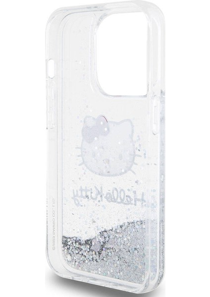 iPhone 15 Pro Kılıf Hello Kitty Orjinal Lisanslı Ikonik Sıvılı Glitter Kapak Şeffaf