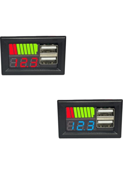 [ayak Izi] USB 5V 2.4A Araba Voltmetre Gerilim Ölçer Paneli 12V-24V 3s-7s Lityum Pil Kapasitesi Göstergesi Güç Test Cihazı Li-Ion Kurşun Asit (Yurt Dışından)
