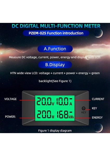 Peacefaır PZEM-025 Dc Dijital Test Cihazı 300V 50A (Yurt Dışından)