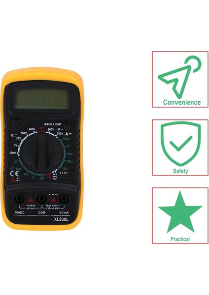 Ma Ekran Dijital Multimetre XL830L Volt Metre Ampermetre Ohmmetre Sarı Test Cihazı-Sarı (Yurt Dışından) modelleri