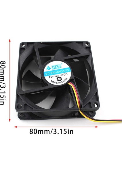 Ha Taşınabilir Bilgisayar DC12V 8 cm Pc Bilgisayar Cpu Soğutma Fanı Soğutucu Süper Sessiz-Siyah (Yurt Dışından)