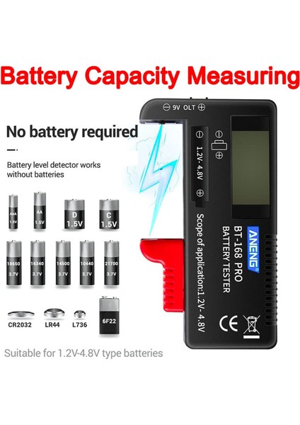 Taşınabilir Pil Test Cihazı Dijital Pil Kapasitesi Test Cihazı Aaa Aa Düğme Pil Kontrol Cihazı Için Çoklu Boyutlu Pil Analiz Cihazı Volt Ölçü Ölçer (Yurt Dışından)