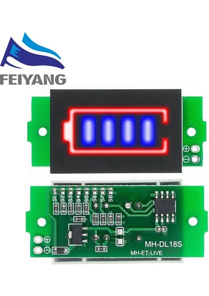 Ayak Koltuk 1s 2s 3s 4s Tek 1-8s Tek 3.7V Lityum Pil Kapasitesi Gösterge Modülü 4.2V Mavi Ekran Elektrikli Araç Pil Gücü Test Cihazı Li-Ion (Yurt Dışından)