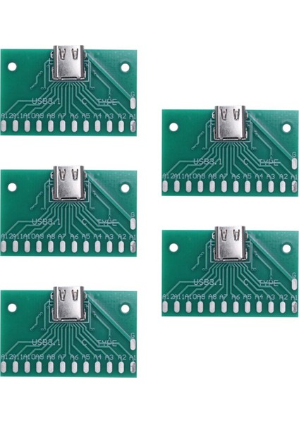 5x Dıy 24PIN Usb-C USB 3.1 Tip C Dişi Soket Konnektör Smt Tipi Pc Kartı ile (Yurt Dışından)