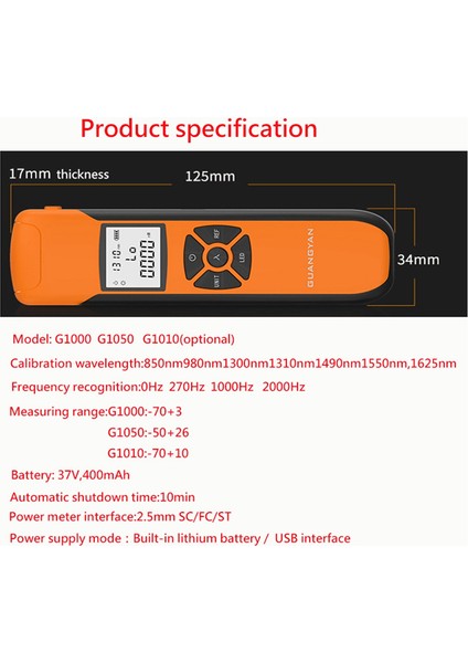 Guangyan Optik Kablo Test Cihazı Ftth -70 Ila 6dbm Opm Fc/sc/st Fiber Optik Güç Ölçer (Yurt Dışından) indirimleri