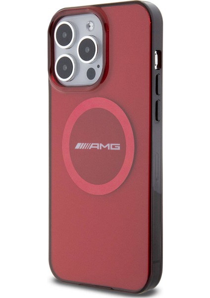 iPhone 15 Pro Max Kılıf Amg Orjinal Lisanslı Magsafe Şarj Özellikli Transparan Timeless Kırmızı