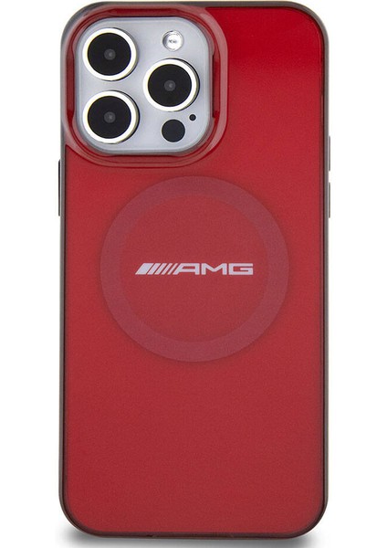 iPhone 15 Pro Max Kılıf Amg Orjinal Lisanslı Magsafe Şarj Özellikli Transparan Timeless Kırmızı