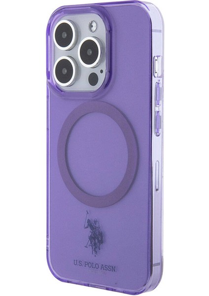 iPhone 15 Pro Max Kılıf U.s. Polo Assn. Orjinal Lisanslı Magsafe Şarjlı Transparan Tasarım Mor