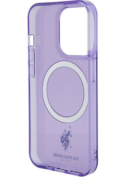 iPhone 15 Pro Max Kılıf U.s. Polo Assn. Orjinal Lisanslı Magsafe Şarjlı Transparan Tasarım Mor