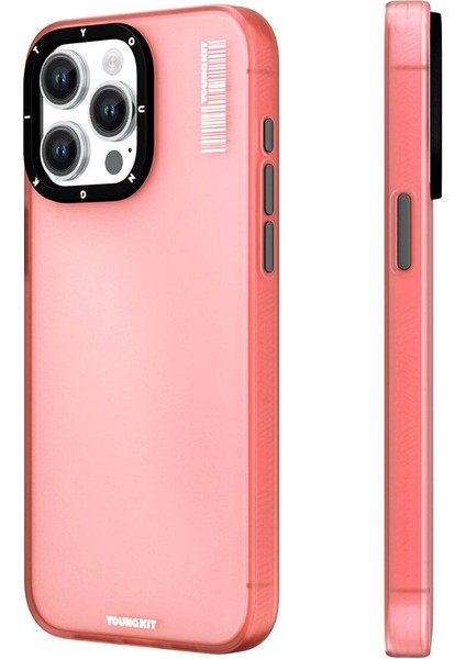 iPhone 15 Pro Max Kılıf Buzlu Mat Tasarım Youngkit Hidden Sand Serisi Kapak Pembe