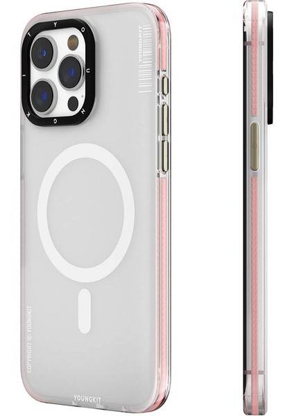 iPhone 15 Pro Max Kılıf Magsafe Şarj Özellikli Youngkit Jiansha Serisi Kapak Pembe