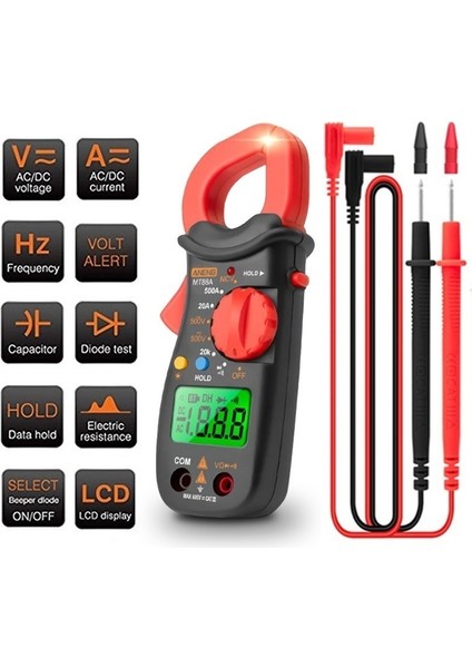 Dijital Kelepçe Multimetre Elektrik Gerilim Direnç Diyot Test Cihazı Ampermetre Voltmetre Ncv Metre ile Test Probu Arka Işık Profesyonel Aracı (Yurt Dışından)