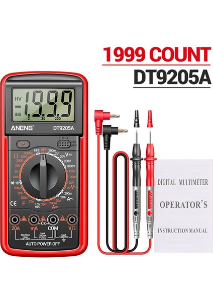 Aneng Dijital Multimetre 1999 Sayısı Ac/dc Gerilim Akım Kapasite Direnç Test Ölçer (Yurt Dışından)