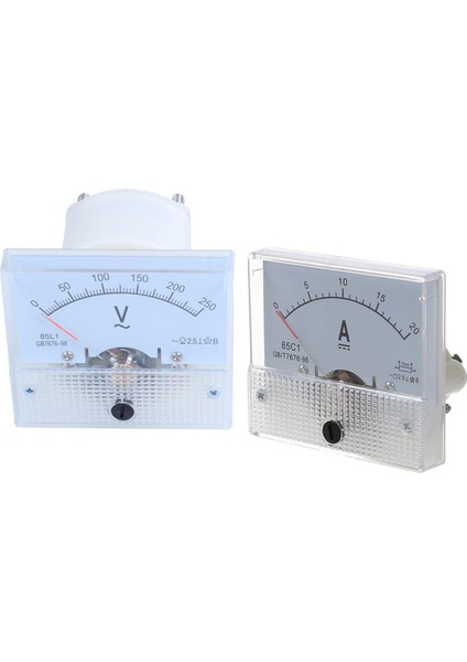 Adet Aksesuar: 1 Adet Analog 85L1 Ac 250 V Panel Metre Voltmetre Ölçüm Cihazı Kurulum Ekipmanları & 1 Adet 20A Analog Amper Panelmetre Akım Amp (Yurt Dışından)