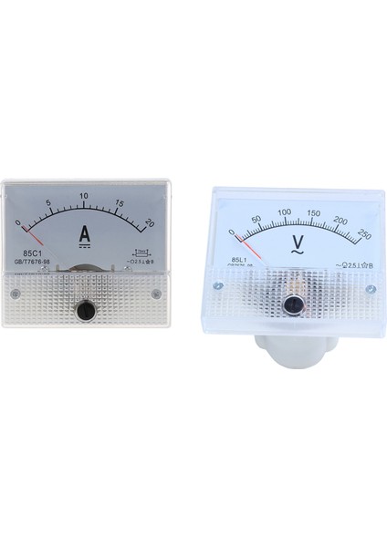 Adet Aksesuar: 1 Adet Analog 85L1 Ac 250 V Panel Metre Voltmetre Ölçüm Cihazı Kurulum Ekipmanları & 1 Adet 20A Analog Amper Panelmetre Akım Amp (Yurt Dışından) modelleri