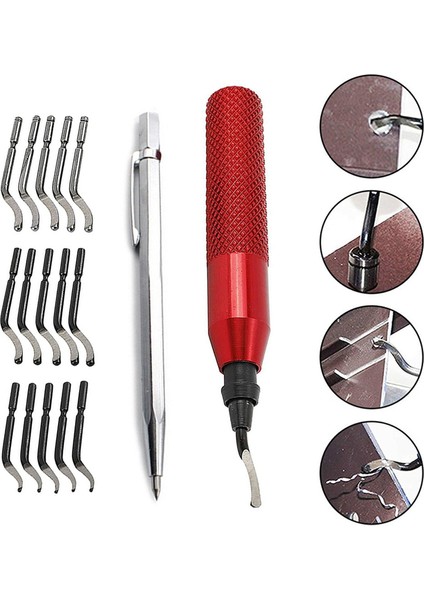 RB3000 Çapak Alma Aracı Kiti Manuel Çapak Alma ve Kırpma Aracı ile 15 Adet Yönlendirici Bit Çapak Alma Bıçakları Sivri Fayans Kesici Kalem Sökücü (Yurt Dışından) fiyatları