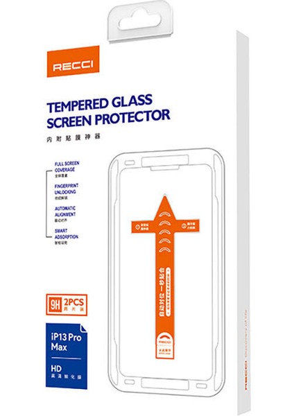 iPhone 13 Pro Max Uyumlu Recci RSP-A11 Hd Temperli Cam Ekran Koruyucu Kolay Uygulama Aparatlı indirimleri