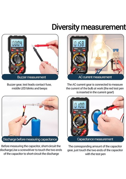 2000 Sayım Dijital Multimetre Profesyonel Otomatik Aralıklı Ac/dc Akım Voltmetre Direnç Kapasitör Diyot Ncv Test Cihazı (Pilsiz) (Yurt Dışından)