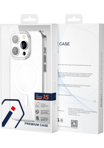 iPhone 15 Pro Max Kılıf Wiwu FYY-014 Magsafe Şarj Özellikli Şeffaf Kapak Şeffaf