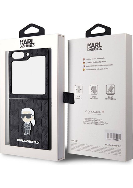 Galaxy Z Flip 5 Kılıf Orjinal Lisanslı Kl Desenli Karl Ikonik Saffiano Kapak Siyah indirimleri