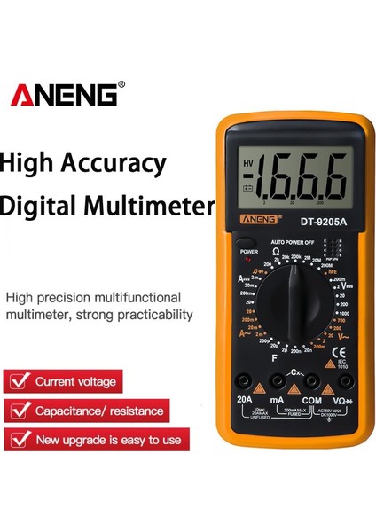 Aneng DT9205A Dijital Profesyonel Multimetre Ac/dc Transistör Test Cihazı Ncv Test Ölçer Analog Otomatik Aralığı Multimetre (Yurt Dışından) modelleri