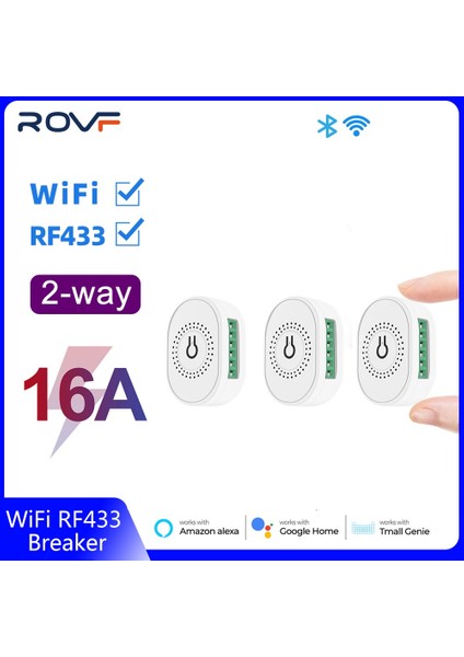 Rovf - Akıllı Kablosuz Anahtar - Mini Denetleyici - 2 Yollu Modül Açma/kapama Işığı - 16A - WIFI+RF433 - Beyaz - Tuya Için Çalışma Akıllı Yaşam Google Home Alexa (Yurt Dışından) fiyatları