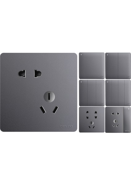 Delixi Yıldız Gri Anahtar Priz 86 Tipi Ev Modern Endüstriyel Rüzgar CD821 Paneli ile Iki Veya Üç Fişli USB (Yurt Dışından)