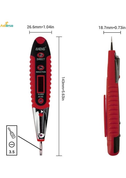 Dijital Test Cihazı Kalem Ac/dc 12-250V LCD Ekran Elektrik Aksesuarları Kırmızı (Yurt Dışından) modelleri