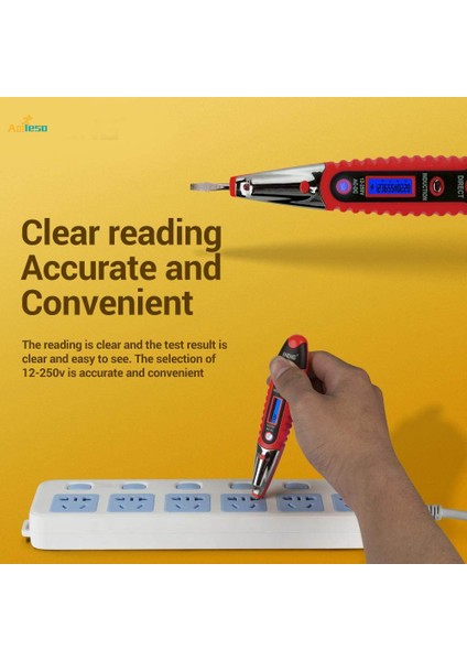 Dijital Test Cihazı Kalem Ac/dc 12-250V LCD Ekran Elektrik Aksesuarları Kırmızı (Yurt Dışından) indirimleri