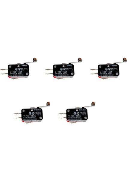 Namuny 5x Mini Limit Anahtarı Uzun Menteşe Makaralı Kol Kolu Spdt Snap Action Lot - Kırmızı ve Siyah (Yurt Dışından)