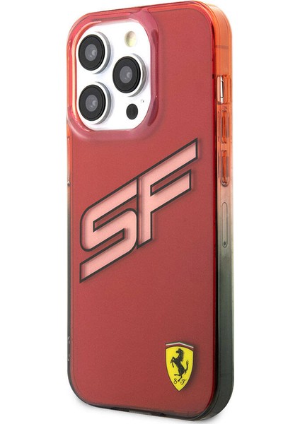 iPhone 15 Pro Kılıf Ferrari Orjinal Lisanslı Transparan Sf Yazılı Kenarları Renk Geçişli Kırmızı