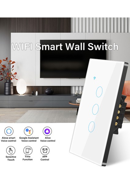 1/2/3/4gang Tuya Wifi Akıllı Dokunmatik Anahtarı Ev Işık Duvar Düğmesi 120*72MM Alexa ve Google Ev Asistanı Için Nötr Tel (Yurt Dışından)