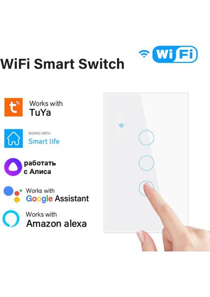 1/2/3/4gang Tuya Wifi Akıllı Dokunmatik Anahtarı Ev Işık Duvar Düğmesi 120*72MM Alexa ve Google Ev Asistanı Için Nötr Tel (Yurt Dışından) fiyatları